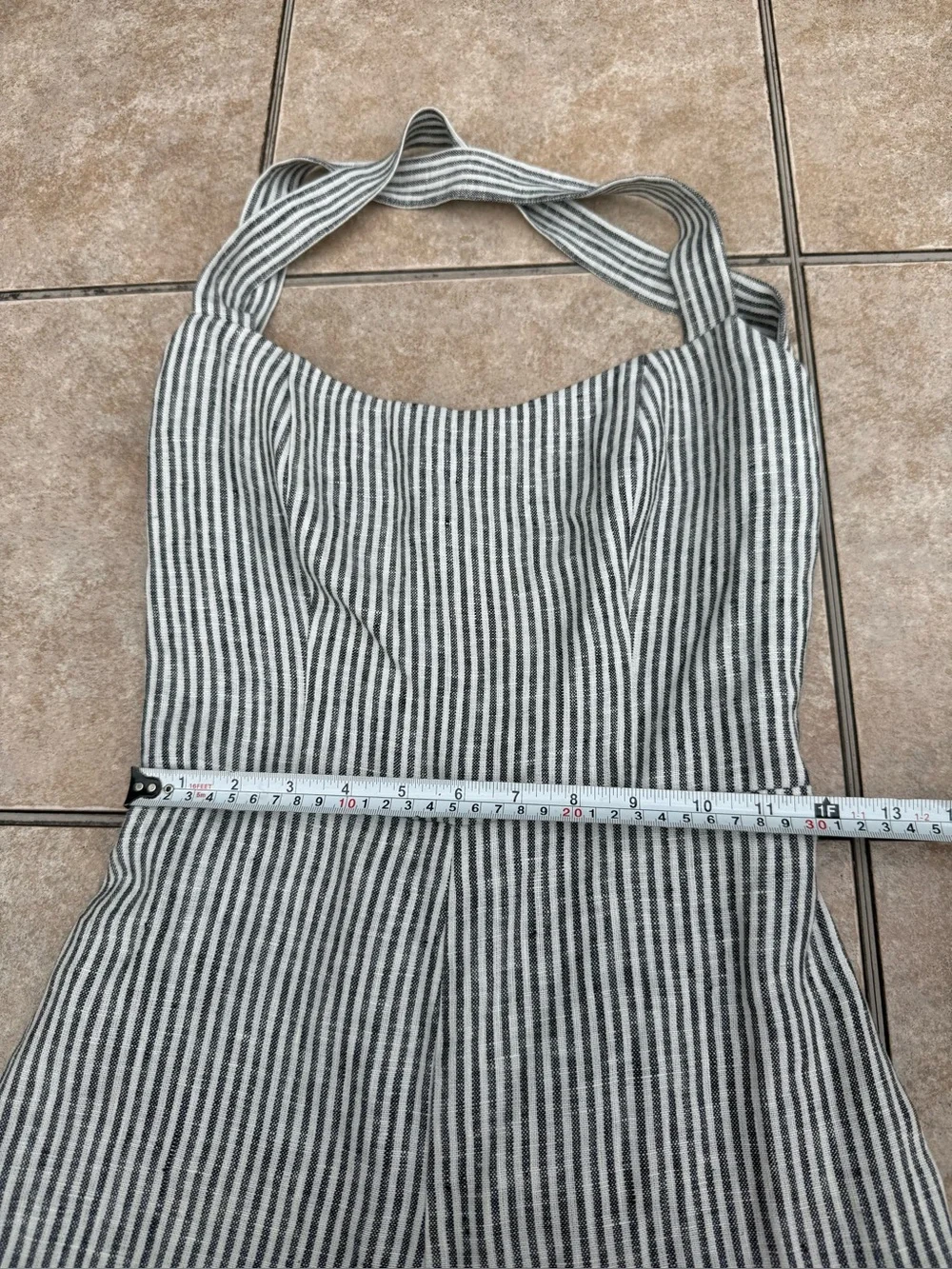 REFORMATION Autumn Linen Jumpsuit Vineyard Stripes Women's